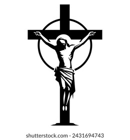 Jesus Christ Crucifiction Silhouette. Vector illustration.