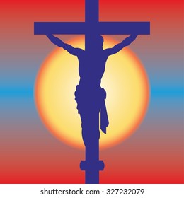 Jesus Christ Crucifiction Silhouette. Vector illustration