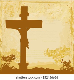 Jesus Christ crucified , grunge background