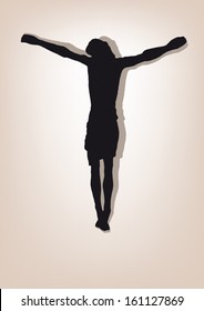 Jesus Christ crucified on the cross. Christian and Catholic religion. Vector illustration