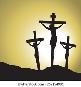 Jesus Christ Crucified. Silhouette of Jesus Christ's crucifixion.