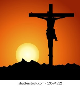 Jesus Christ crucified in vector art