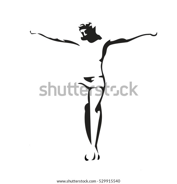 Jesus Christ Crucified Vector Black Illustration Stock Vector (Royalty ...