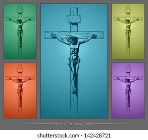 Jesus Christ, crucifix, blessing, cross, Christianity, vector