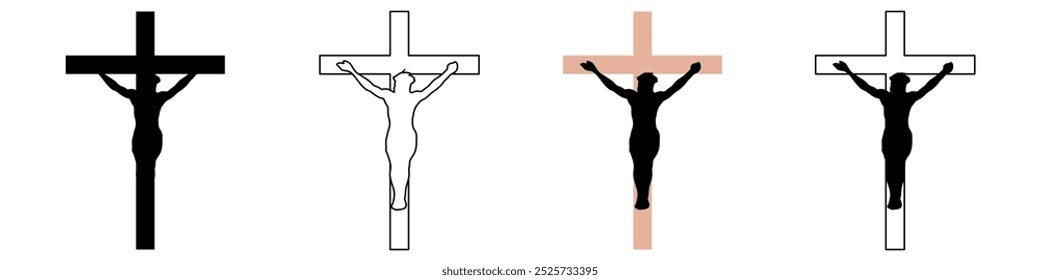 Jesus Christ Crucifixion silhouette in cross, religion symbol , symbol of Easter, Christening. Holy Spirit. Religious. Baptism Christening Invitation