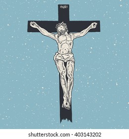 Jesus Christ crucifixion, vector illustration, color version