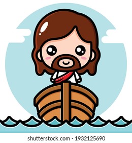 jesus christ cute sailing by boat