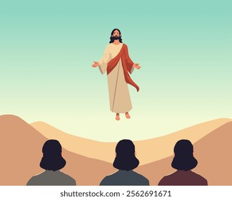 jesus christ in the desert scene vector illustration