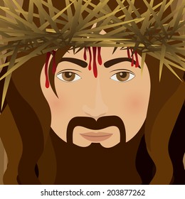 Jesus christ design over brown background, vector illustration