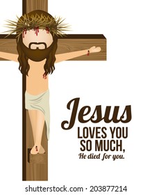 Jesus Christ design over white background, vector illustration