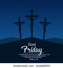 Jesus christ die on the cross in flat style vector for good friday