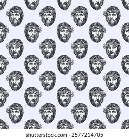 Jesus Christ, Drawing Pattern. Vector 