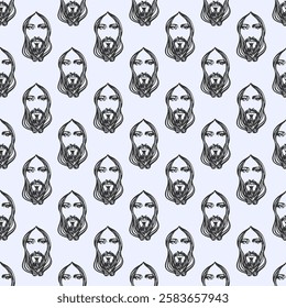 Jesus Christ Drawing Pattern. Vector 