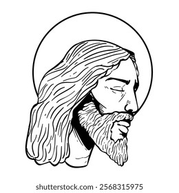 jesus christ drawn sketch isolated