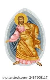 Jesus Christ Easter illustration in Byzantine style isolated