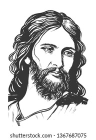 Jesus Christ, Easter Portraits Drawing Sketch Vector