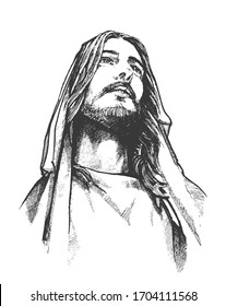 Jesus Christ, Easter Portraits Drawing Sketch Vector	