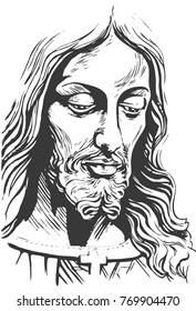 Jesus Christ, Easter Portraits Drawing Sketch Vector	