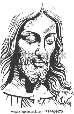 Jesus Christ, Easter Portraits Drawing Sketch Vector	