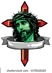 Jesus Christ face, art vector design illustration