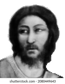 Jesus Christ face. Christian and Catholic religion. Vector illustration.