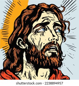 Jesus Christ Face Close Up Portrait illustration 05