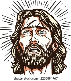 Jesus Christ Face Close Up Portrait illustration 06