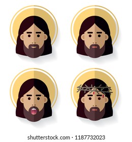 Jesus Christ face flat icon