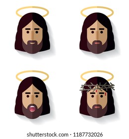 Jesus Christ face flat icon