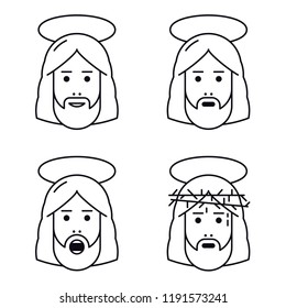 Jesus Christ face flat icon