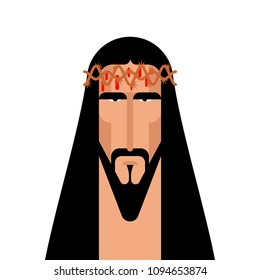 Jesus Christ Face. Gods Son. Biblical religious vector illustration
