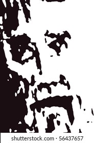 Jesus Christ face, passion. Christian and Catholic religion. Vector illustration