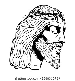 jesus christ face sketch isolated