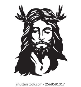 jesus christ face sketch isolated