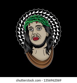 jesus christ face tattoo, vector EPS 10