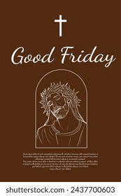 Jesus Christ face vector, hand drawing blessing illustration, Christianity background card template, 