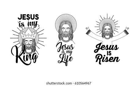 jesus christ faces over white background. vector illustration
