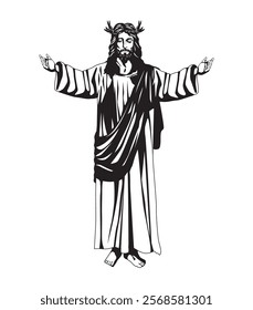 jesus christ figure sketch isolated