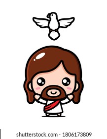 jesus christ and flying dove vector design