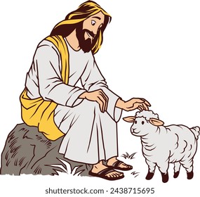 Jesus Christ Found a Lost Sheep Cartoon