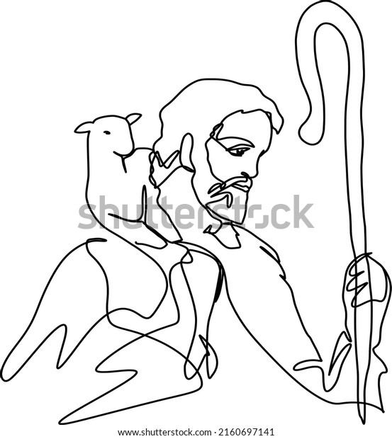 Jesus Christ Good Shepherd Stock Vector (Royalty Free) 2160697141 ...