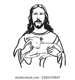 Jesus Christ Good Shepherd drawing