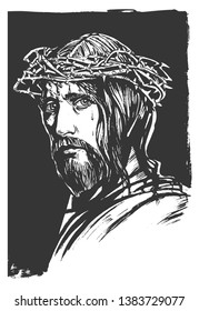 Jesus Christ, graphic portrait. Hand drawing. 