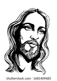 Jesus Christ, graphic portrait. Hand drawing. 