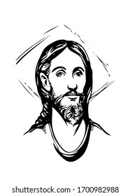Jesus Christ, graphic portrait. Hand drawing. 
