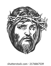 Jesus Christ Graphic Portrait Hand Drawing Stock Vector (Royalty Free ...