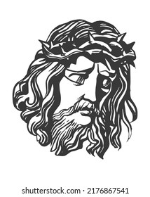 Jesus Christ Graphic Portrait Hand Drawing Stock Vector (Royalty Free ...