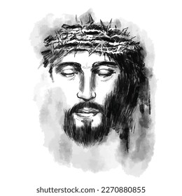Jesus Christ  graphic portrait  Hand drawing 