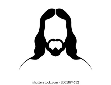 Jesus Christ  graphic portrait vector black silhouette isolated white background 
