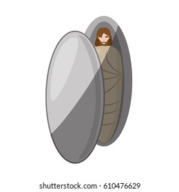 jesus christ in the grave shadow vector illustration eps 10